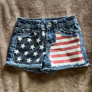 Justice sequins flag jeans denim shorts size 8s slim girls USA